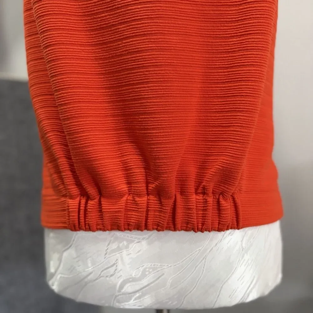 J Crew Orange Red Ribbed Knit Button Down Tie Front Tank Top Sleeveless Shirt S